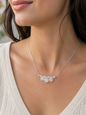 Handmade Natural Welo Opal Necklace 16.5" Sterling Silver – October Birthstone